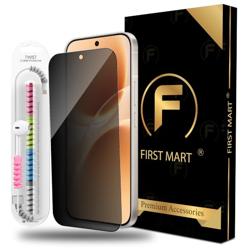 Image of FIRST MART Privacy Tempered Glass for Vivo V70 & Vivo V70 Elite with Cable Guard & Installation Kit | Anti-Spy 9H Screen Protector, Edge-to-Edge, Case-Friendly | Black