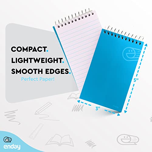 Enday Pocket Notebook, Small Notebooks 3 X 5 Top Bound Small Spiral Notebooks, Memo Pad For Home Office Accessories, 75 Sheets, Mini Notepad In Pink, Purple, Green, Blue, Red, Grey (6 Pack) #TOP4