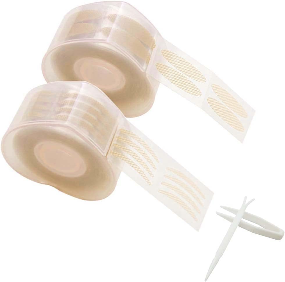 BlingKingdom 1200pcs Self-Adhesive Invisible Double Eyelid Tape - Lift Strips & Instant Eye Tapes for Hooded, Droopy, Uneven & Mono-Eyelids with Fork Rods & Tweezers