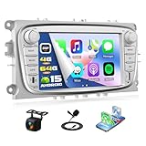 Zomolither 4+64G Android 15 Autoradio avec CarPlay et Android Auto pour Ford Focus II Mondeo S Max C Max Galaxy II MK2 Kuga, écran tactile HD 7'' avec Bluetooth 5.0 GPS WiFi 32EQ FM/RDS SWC Caméra+MIC
