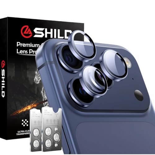 Image of SHILD Camera Lens Protector Compatible with iPhone 17 Pro /iPhone 17 Pro Max (2-Pack) Deep Blue | 9H Tempered Glass, Military-Grade Protection, Ultra-Slim, Case-Friendly, Easy Install Frame