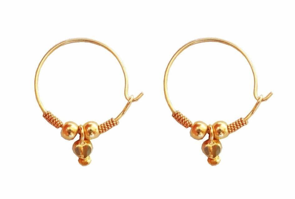 Boucles d'oreilles créoles en or jaune 22K véritable au design intemporel
