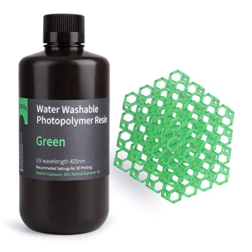 Impressora 3D de resina rápida lavável em água ELEGOO, Clear Green 1000g, 1000g