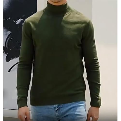 Oversized Knit Sweater for Men High Neck Solid Color Vintage Pullover Lightweight Fall Fashion Thermal Sweaters2