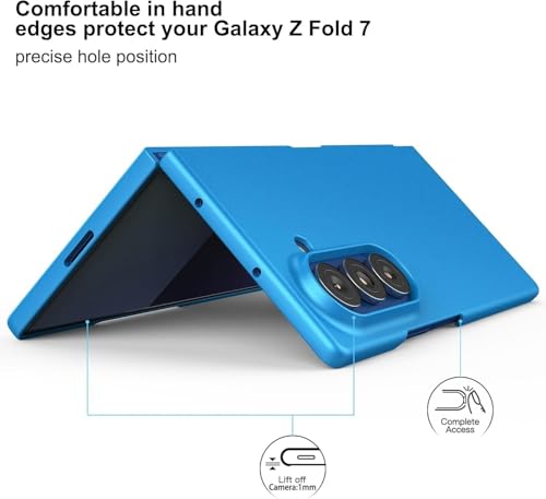 Image of TechTrendz Hard PC Ultra Slim Matte Case for Samsung Galaxy Z Fold 7,Shockproof Anti Scratch Protective Cover with Wireless Charging Compatible with Z Fold 7 5G (Blue)