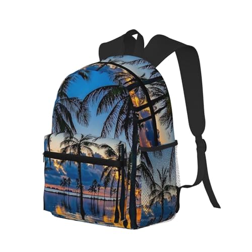 Hawaiian Tropical Palm Tree Sunset Backpack Casual Laptop Backpack Travel Daypack Bookbag for Outdoor Office Picnic2