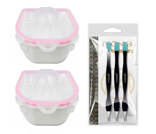IVON 2 piezas de cáscara de uñas y 3 piezas de empujador de cutículas, removedor de esmalte de gel para manicura y punta de goma