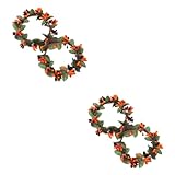Cabilock 2 Series De Velas Artificial con Berries para Halloween Y Acción De Gracias De Adorno De Mesa Decorativo para Fiestas 2 Piezas*2