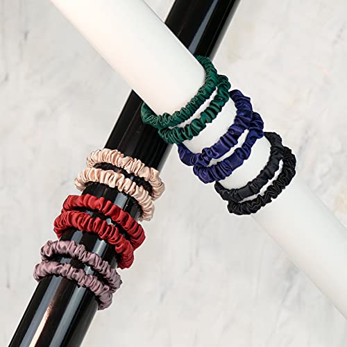 2 Gomas de pelo, 100% seda - 22 Momme, Pequeños Scrunchies, OEKO-TEX, negro