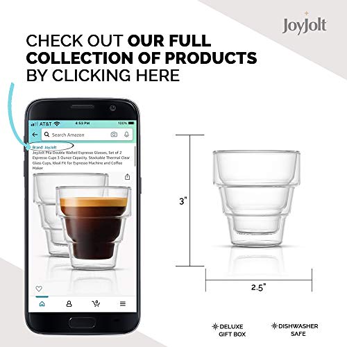 Tasses à expresso double paroi JoyJolt Pila 85ml en verre isolant