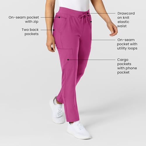 Image of Wink W123 Women's Flex-n-Reach Track Scrub Pant, Black, Large Petite
