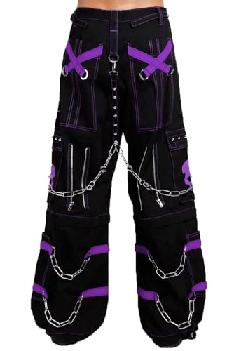 Skull Bondage Pants [Black/Purple] Gothic Emo Punk S3