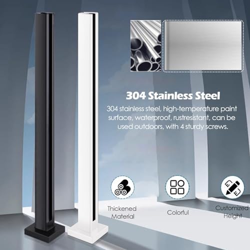 Custom Height White Glass Railing Post - Stainless Steel Balustrade Column for Indoor Stairs, Villas, Lofts & Hotels - 100CM/39.4inch Tall, Sleek Modern Design