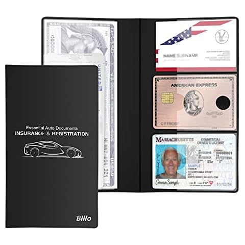 Blilo Leather Car Registration and Insurance Documents Holder, Vehicle Glove Box Wallet Organizer for Cards, Essential Document, Driver's License and More, Car Document Organizer for Men Women Cover