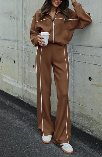 Image of BTFBM Women's Two Piece Tracksuit Fall 2026 Long Sleeve Zip Up Sweatshirt Long Pants Outfits Jogger Sweatsuit Sets