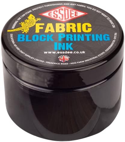 Essdee Fabric Block Printing Ink Primary Colours Set of 5, Black, Blue, White, Yellow and Red, 150ml x5