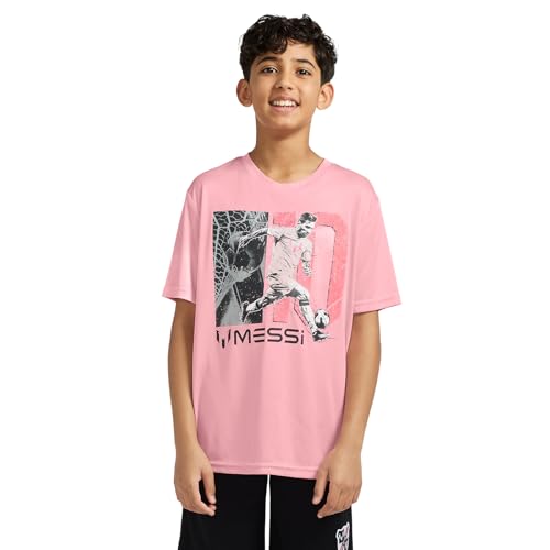 Image of Messi Boys' Lifestyle Short Sleeve Top, Loose-Fit Shirt with Logo, Comfortable, All-Day Wear