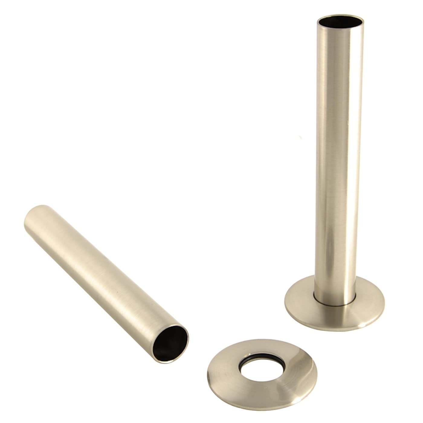 Warmehaus Satin Nickel Pair Of 180Mm Radiator Pipes And Pipe Collars