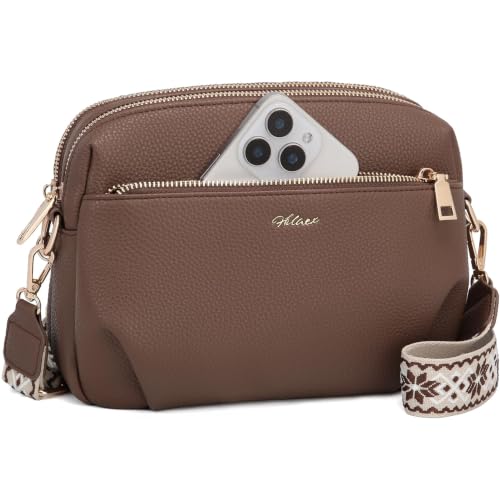 Image of Crossbody Bag for Women Vegan Leather Handbag Purse Anti Theft RFID | Stylish Designer Crossover Shoulder Bag Travel Daily| Wide Adjustable Shoulder Strap | Multi Pockets