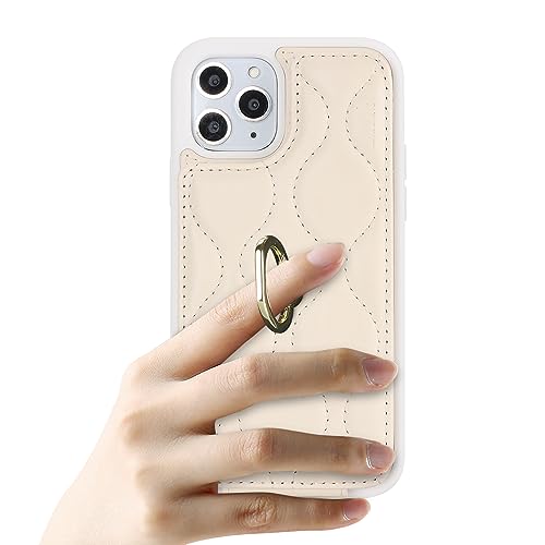 Image of for iPhone 11 Pro Case with Card Holder,iPhone 11 Pro Wallet Case for Women,Credit Card Holder,Stand Ring Kickstand and RFID Blocking,PU Leather Phone Case 5.8 inch(Beige)