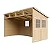 Holz Gartenschuppen (ohne Seitenwand) - Abstellkammer mit Fenstern - H244x211x416 cm/8 m2 Naturholz-Shiplap-Schuppen - Gartenwerkstatt - Fahrrad- Geräteschuppen TIMBELA M340