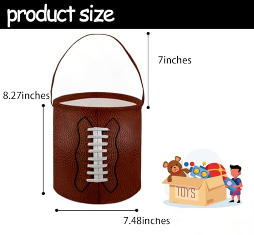 Image of Football Basket Kids Storage Basket Baby Gift Basket Rectangular Cute Toy Storage Bin Box Organizer Book Shelf Basket Dinosaur Room Decor(Football)