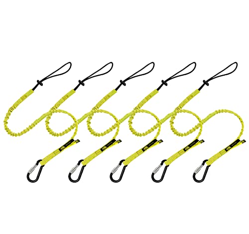 Cordon élastique anti-chute avec boucle réglable et mousqueton 8kg max BearTOOL 5 pièces