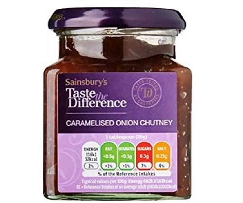 Sainsbury's Taste The Difference Chutney de cebolla caramelizada 285g - Combina bien con un queso cheddar maduro o para un toque de revolver a través de una cazuela de salchicha.