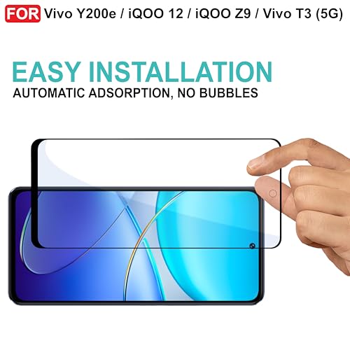Image of CEDO Tempered Glass for Vivo Y200e / iQOO 12 / iQOO Z9 / Vivo T3 (5G) | Screen Protector Full HD Quality Tempered Glass Anti-Scratch Edge to Edge Coverage with Easy Installation Kit (Black)