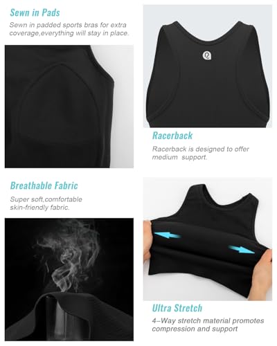 Image of RUNNING GIRL Sports Bras for Women High Impact Seamless Ribbed Longline High Neck Workout Crop Tank Tops(BX3067Black,M)