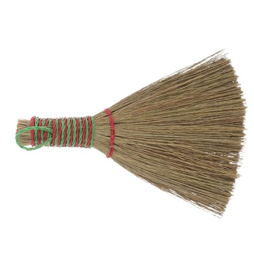 CHICAMPERA Scopa Mano in Paglia Naturale Intrecciata con Manico in Spazzola Portatile e Resistente per Pulizia Interni per Pavimenti Mobili e Letti in Soggiorno e Cucina Mini Scopa per Uso