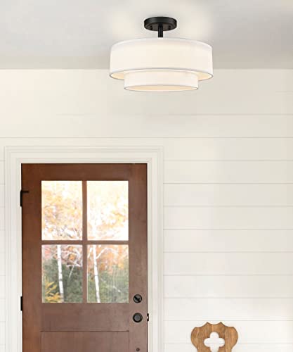 Image of DAYCENT Black Semi Flush Mount LED Light Fixtures 30W 3000K /4500K /5500K