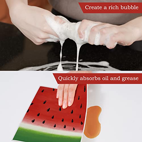 Anydesign Watermelon Swedish Kitchen Dishcloth Summer Absorbent Cotton Dish Towel Melon Fruit Dish Cloth For Housewarming Cleaning Wipes, 6Pcs, 7 X 8 Inch #TOP5