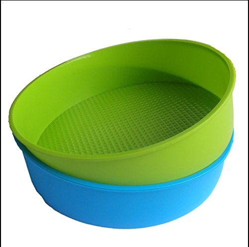 MTSZZF Molde para Hornear Molde de Silicona 26cm/10 Pulgadas Bandeja Redonda para Hornear Pan Azul y Verde Color Aleatorio