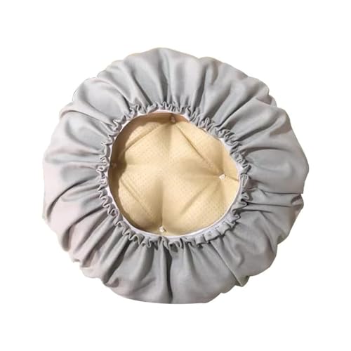 Round Thick Chair Cushion Covers for Bar Stools Non-Slip Upholstered Seat Pads with Elastic Straps for Wood/Metal Chairs Light Grey 45 cm