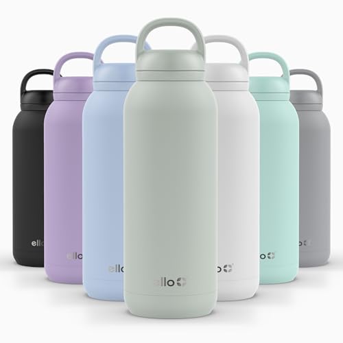 Image of Ello Cooper Twist 40oz Stainless Steel Water Bottle with Chug Lid | Leak Proof | Double Walled and Vacuum Insulated | Built in Carry Loop | Dishwasher Safe | Sage