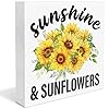 Spring summer decor sunflowers sunshine wood block sign farmhouse home desk table shelf decoration spring gift  urban country home decor