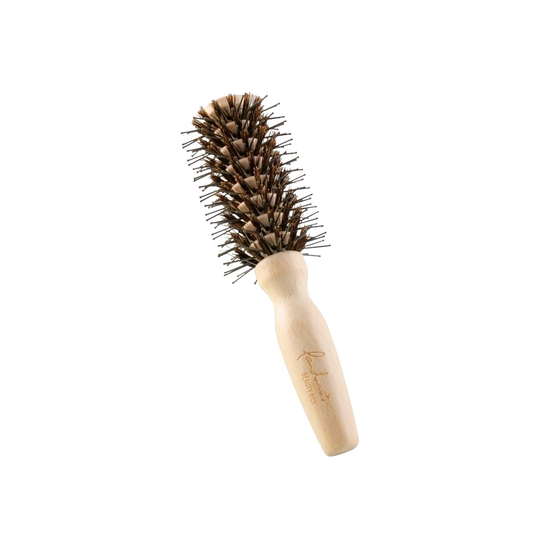 Pandora's Beauty Box Cepillo para el pelo GoShiny 101, cepillo de madera FSC, peinado, resistente al calor, cepillo de cerdas de jabalí, cepillo de rodillo, cepillo redondo, patentado (mini)