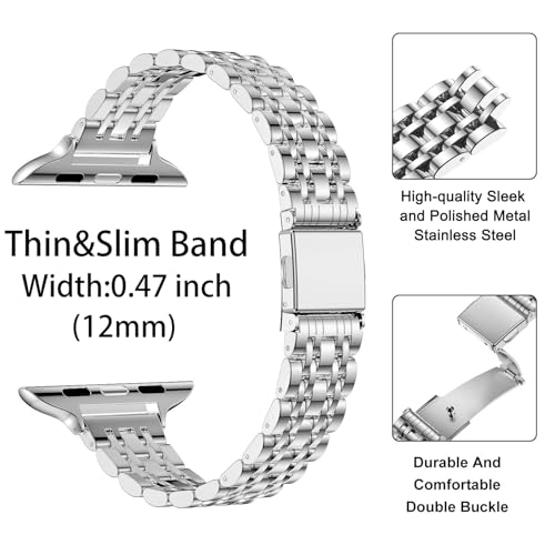Image of MioHHR Slim Metal Band Compatible with Apple Watch Bands 49 /46 /45 /44 /42mm