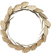 Gold Leaves Metal Wreath Wall Decor for Front Door,13 inch Door Wreath for Christmas,Window,Weddi...
