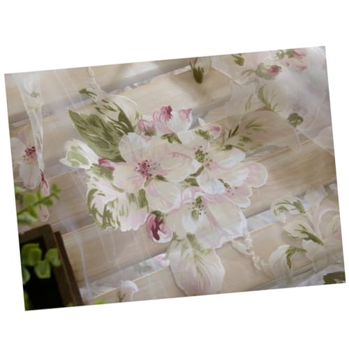 Cortina visillo rosa de poliéster PRETYZOOM para ventana de salón 3
