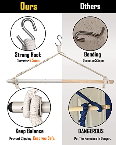 Lulladle Hammock Chair Hanging Rope Swing - Hammock Chair Bedrooms - Swing Chair Indoor - Hanging Chair Outdoor - Max Weight 500 Lbs #TOP2