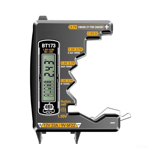 BT173 Testeur de batterie à affichage numérique LED, contrôle de volt, plusieurs tailles pour piles bouton AAA/AA/C/D/CR2016/AG0/14500/16340/10440/9V/12V