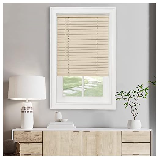 Cordless Light Filtering Mini Blind - 25 Inch Length, 64 Inch Height, 1" Slat Size - Alabaster - Cordless GII Morningstar Horizontal Windows Blinds for Interior by Achim Home Decor