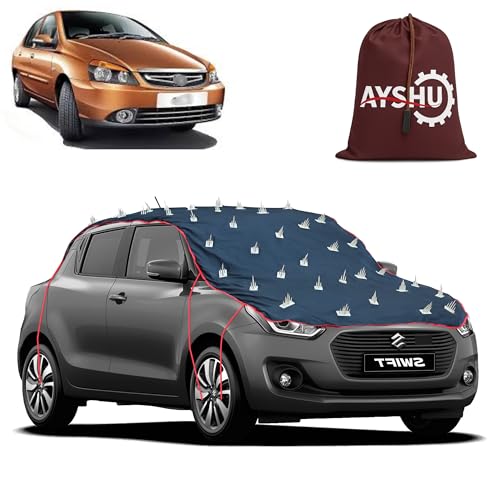 Image of AYSHU Water-Resistant Spike Car Cover for Tata Indigo - Protects from Dogs, Monkeys, Dust, Sunlight & UV - Full Roof Universal Fit