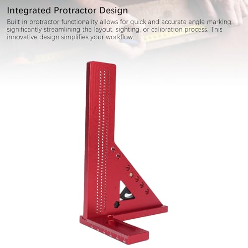 Walmeck Multi Angle Measuring Ruler Adjustable Aluminum Alloy Anodized Finish Miter for Woodworking (Red and Black) - Image 4