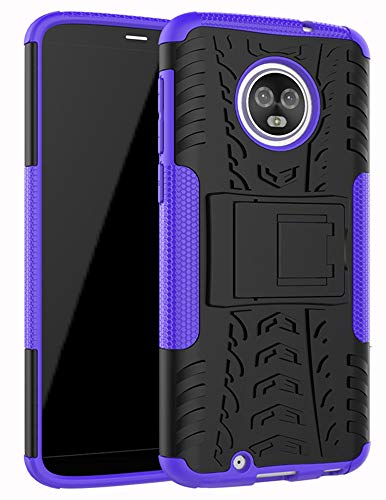 Yiakeng Moto G6 Case, Dual Layer Accessories Bumper Hard Protective Flip Phone Cases Cover with A Kickstand for Motorola Moto G (6th Generation) 5.7