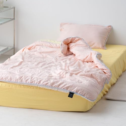 掛け布団 NERUS 正規品 洗える 夏用 肌掛け布団 肌布団 夏用布団 タオルケット 夏用 ブランケット 夏布団 夏掛け布団 スリーシーズン 韓国 インテリア ケット 春 夏 秋 ロータス Lotus (メルティピンク, ダブル)