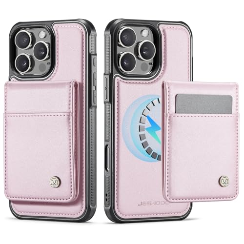Housse iPhone 17 or rose à rabat magnétique pour visionner vos vidéos les mains libres