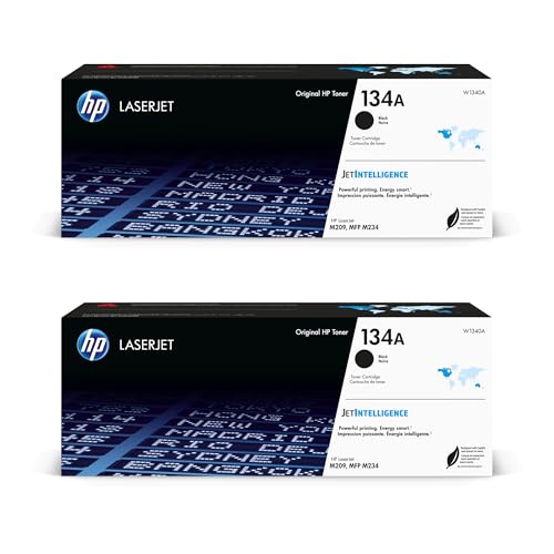 HP 134A Black Toner Cartridge 2-Pack | Original Cartridge | Compatible Laserjet M209 Series, Laserjet MFP M234 Series | W1340A | Each Cartridge Prints up to 1,100 Pages